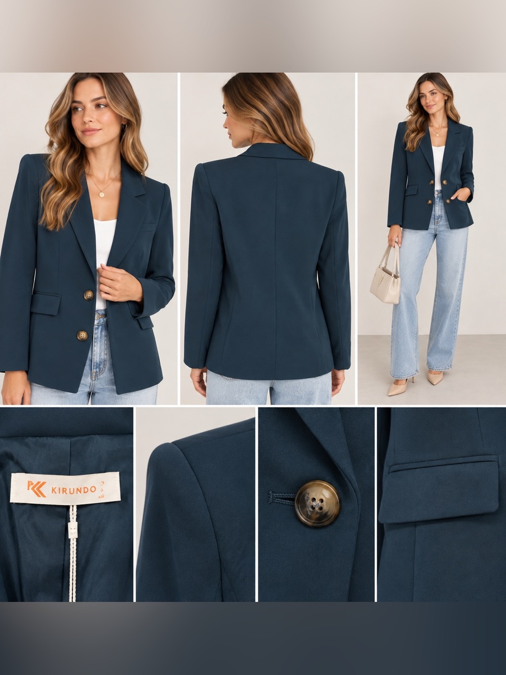 KIRUNDO Dark Teal Tailored Blazer Size S NWT Shoulder Pads